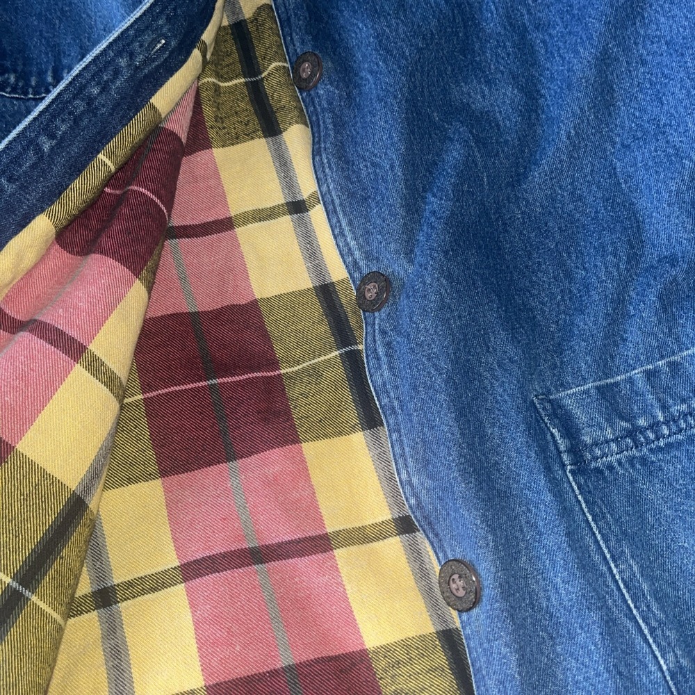 Vintage Denim Jean Boundary Waters Chore Jacket. Barn Coat. Plaid Lined. XL - Picture 2 of 6